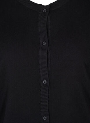 Strikket cardigan med knapper i viskosemix, Black, Packshot image number 2