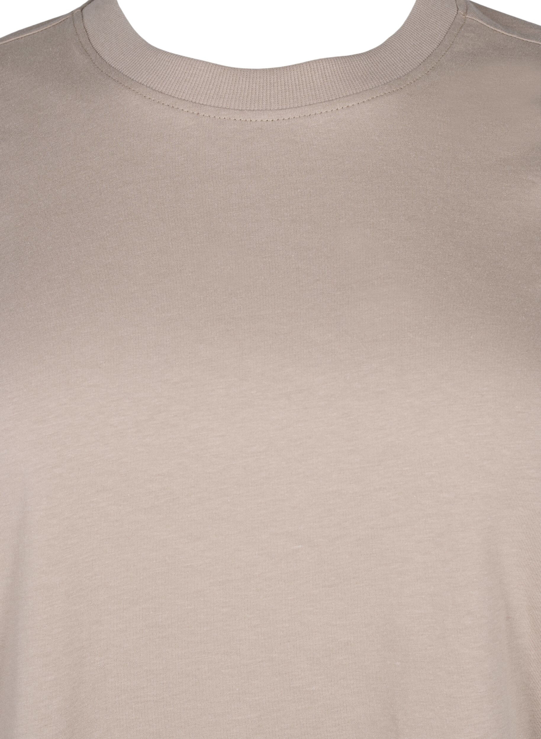 ZizziBasis t-shirt i bomuld med rund hals , Beige, Packshot image number 2