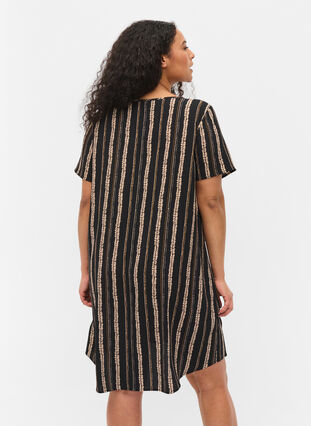 Printet kjole med korte ærmer, Graphic Stripe, Model image number 1