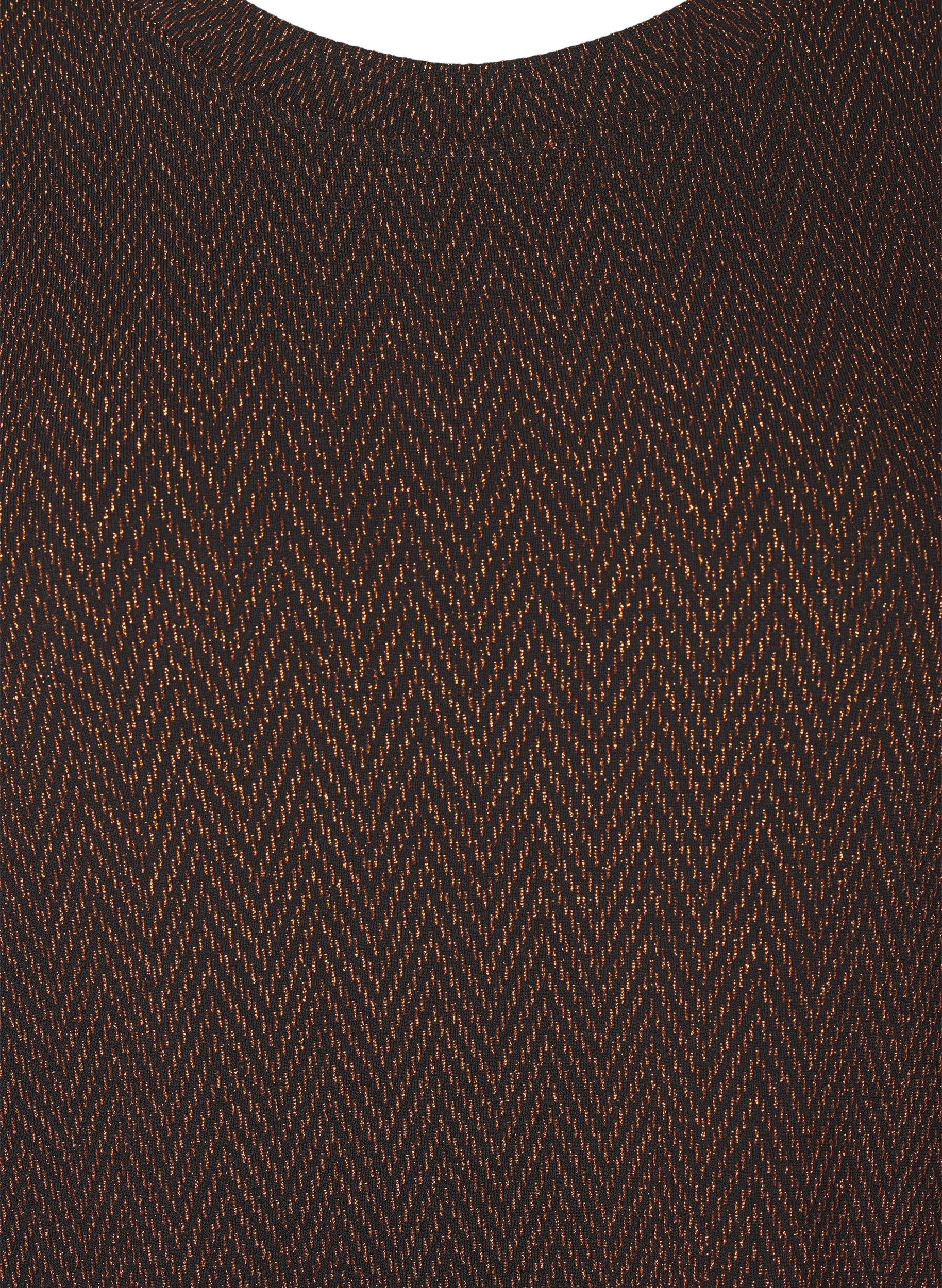 Zizzi Kjole med zigzag m&oslash;nster og glimmer, Copper ZigZagShimmer, Packshot image number 2