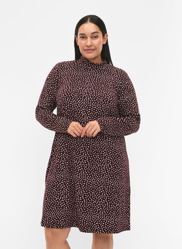 FLASH - Langærmet kjole med turtleneck, Fudge Dot, Model image number 0