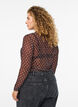 Mesh bluse med prikker, Brun, Model image number 2