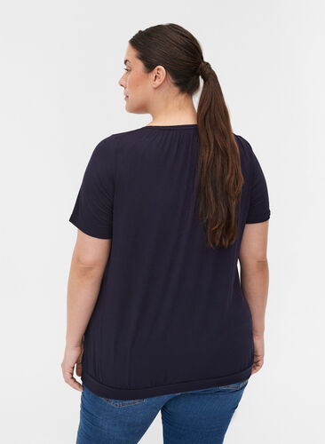 Kortærmet viskose t-shirt med elastik , Night Sky, Model image number 1