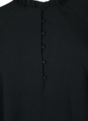 Bluse med flæser og knapper, Black, Packshot image number 2