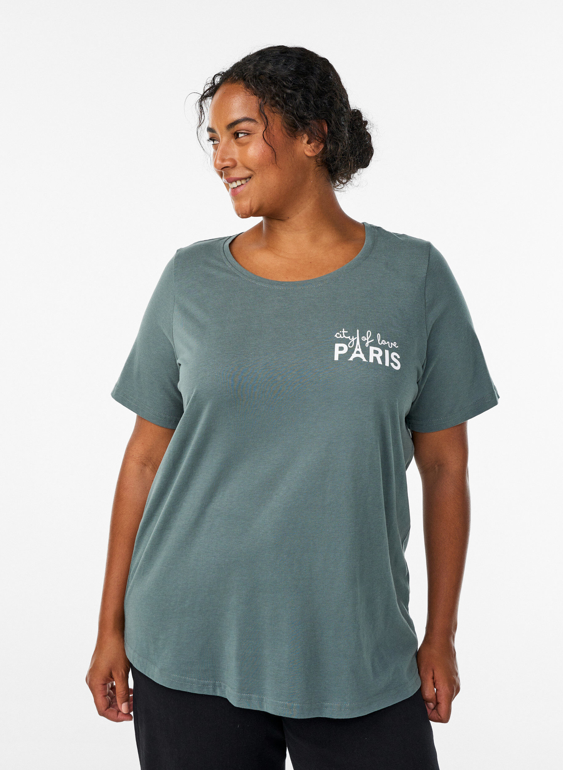ZizziT-shirt med motiv, Gr&oslash;n, Model image number 0