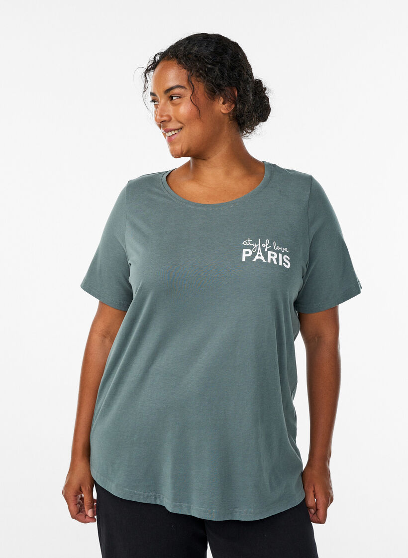 T-shirt med motiv, Gr&oslash;n, Model image number 0