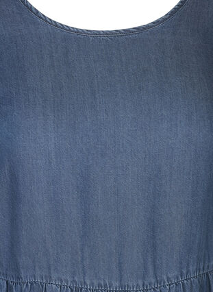Kortærmet denim kjole med læg, Medium Blue, Packshot image number 2