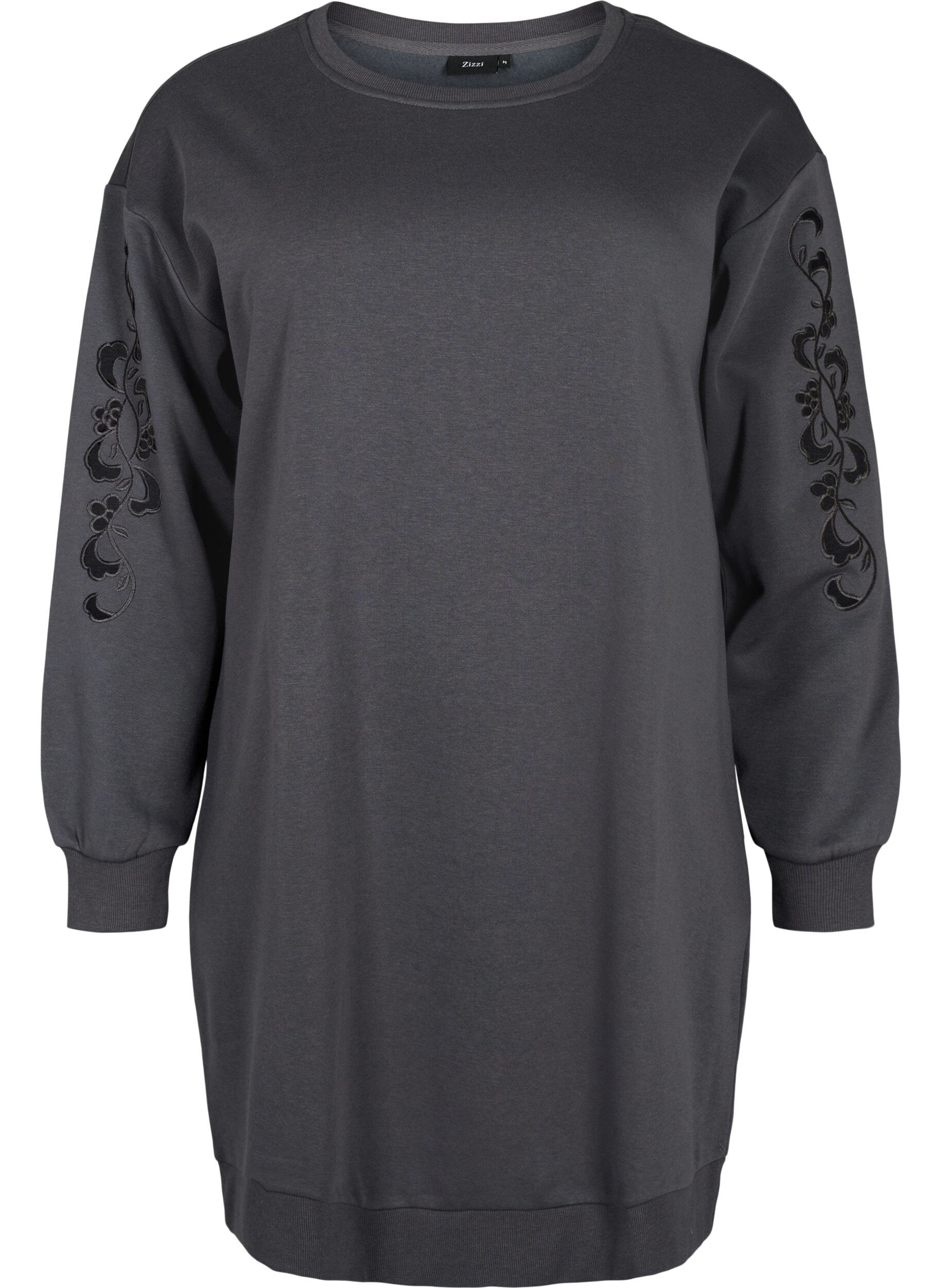 Zizzi Sweatkjole med broderede detaljer, Dark Grey, Packshot image number 0