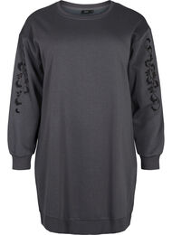 Sweatkjole med broderede detaljer, Dark Grey
