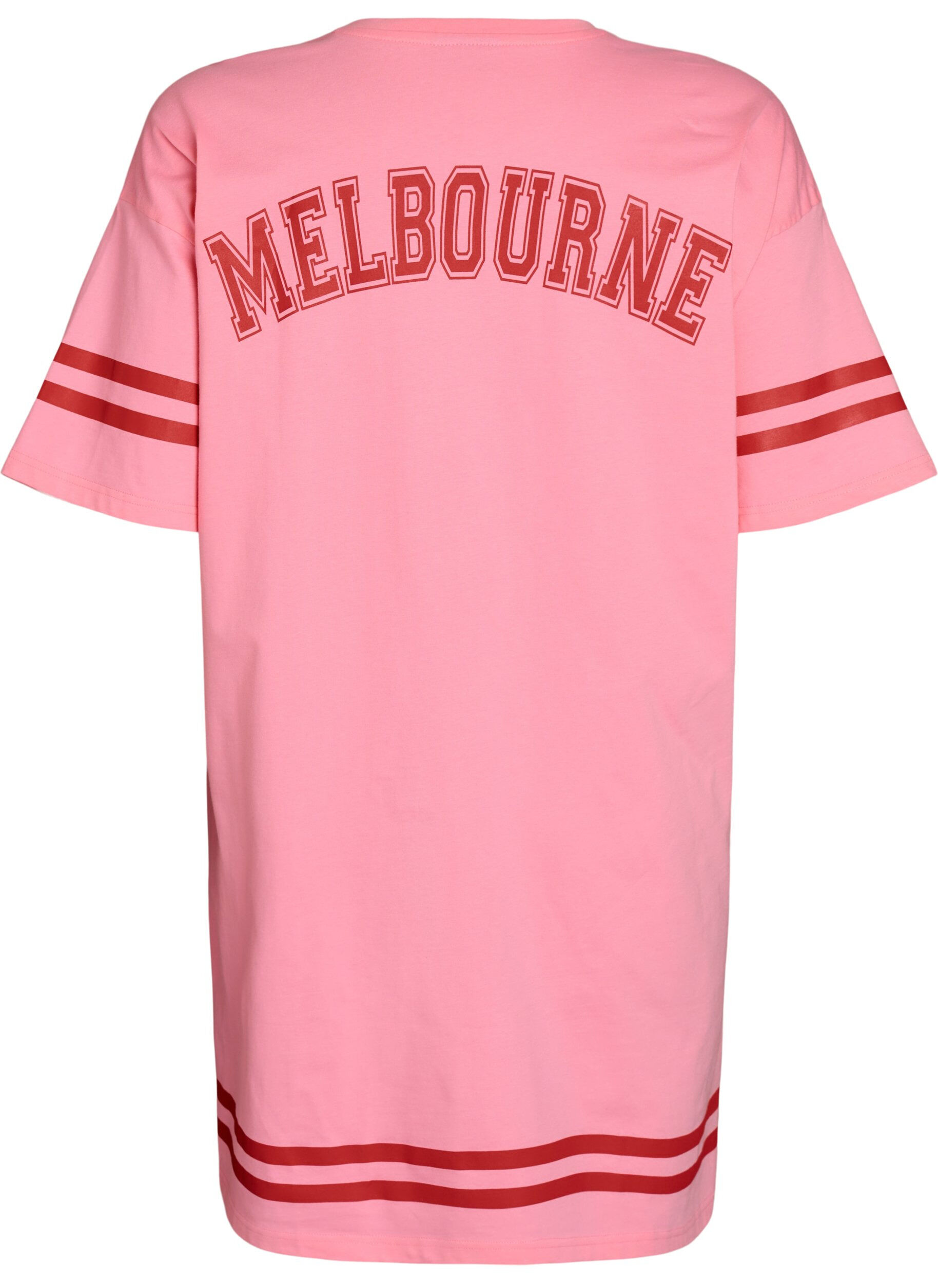 Zizzi Kort t-shirtkjole med sporty detaljer, Lyser&oslash;d, Packshot image number 1