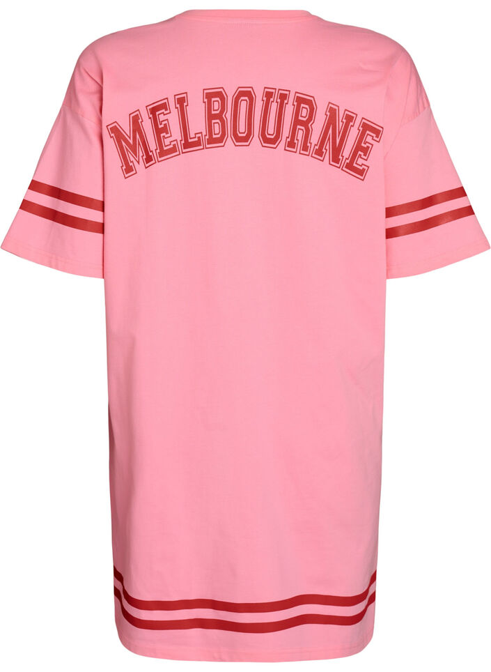 Kort t-shirtkjole med sporty detaljer, Lyser&oslash;d, Packshot image number 1