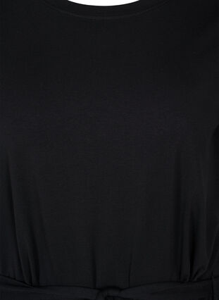 Kortærmet kjole med taljebælte, Black, Packshot image number 2