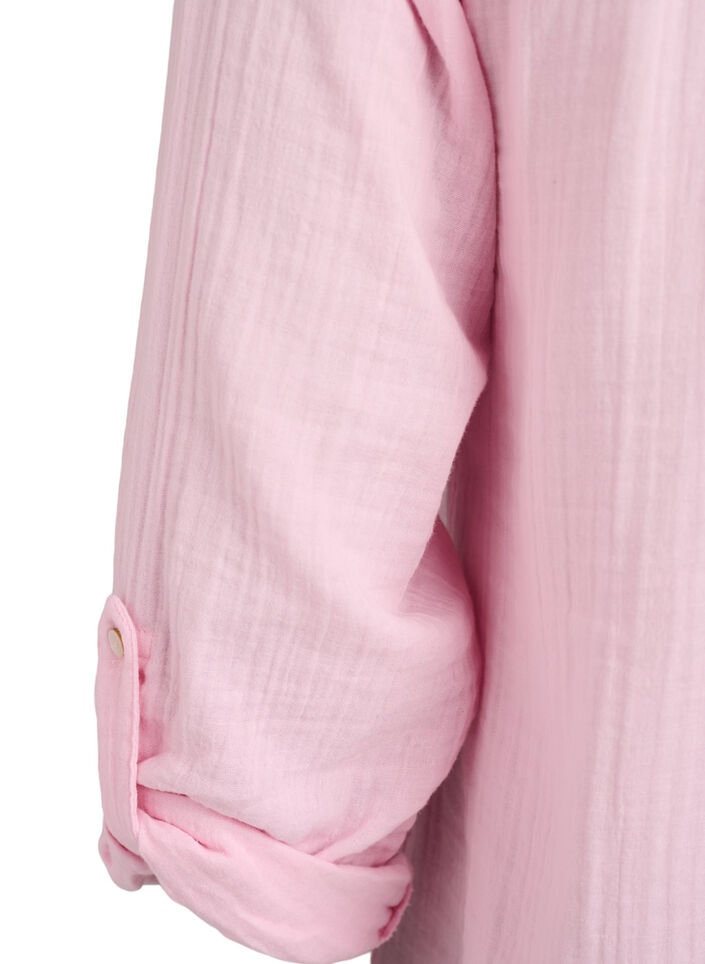 Bluse i bomuldsmusselin med broderi anglaise, Lyser&oslash;d, Packshot image number 3