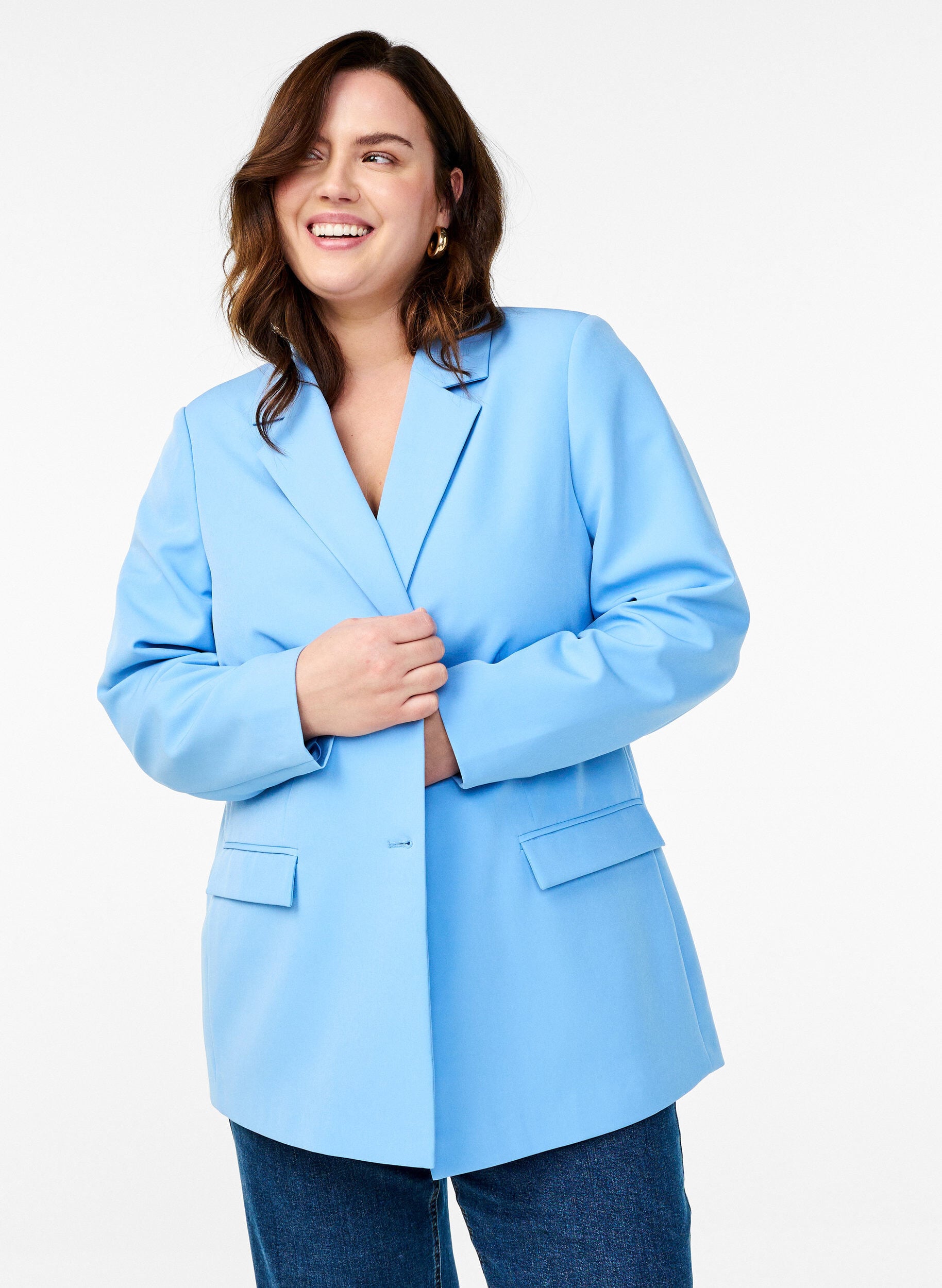 ZizziKlassisk blazer med knaplukning, Bl&aring;, Image image number 0