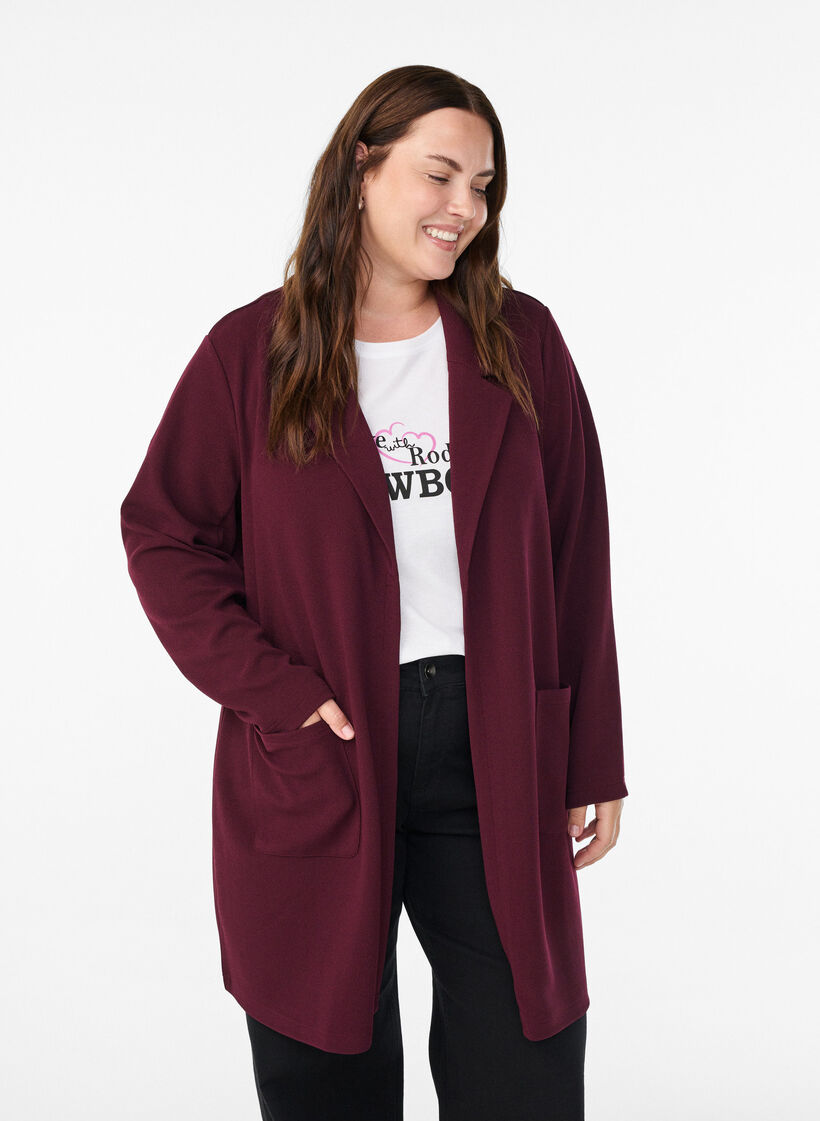 FLASH - Lang blazer med lommer, Rød, Model image number 0