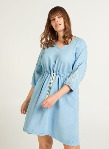 Denim kjole, Light blue denim, Model image number 0