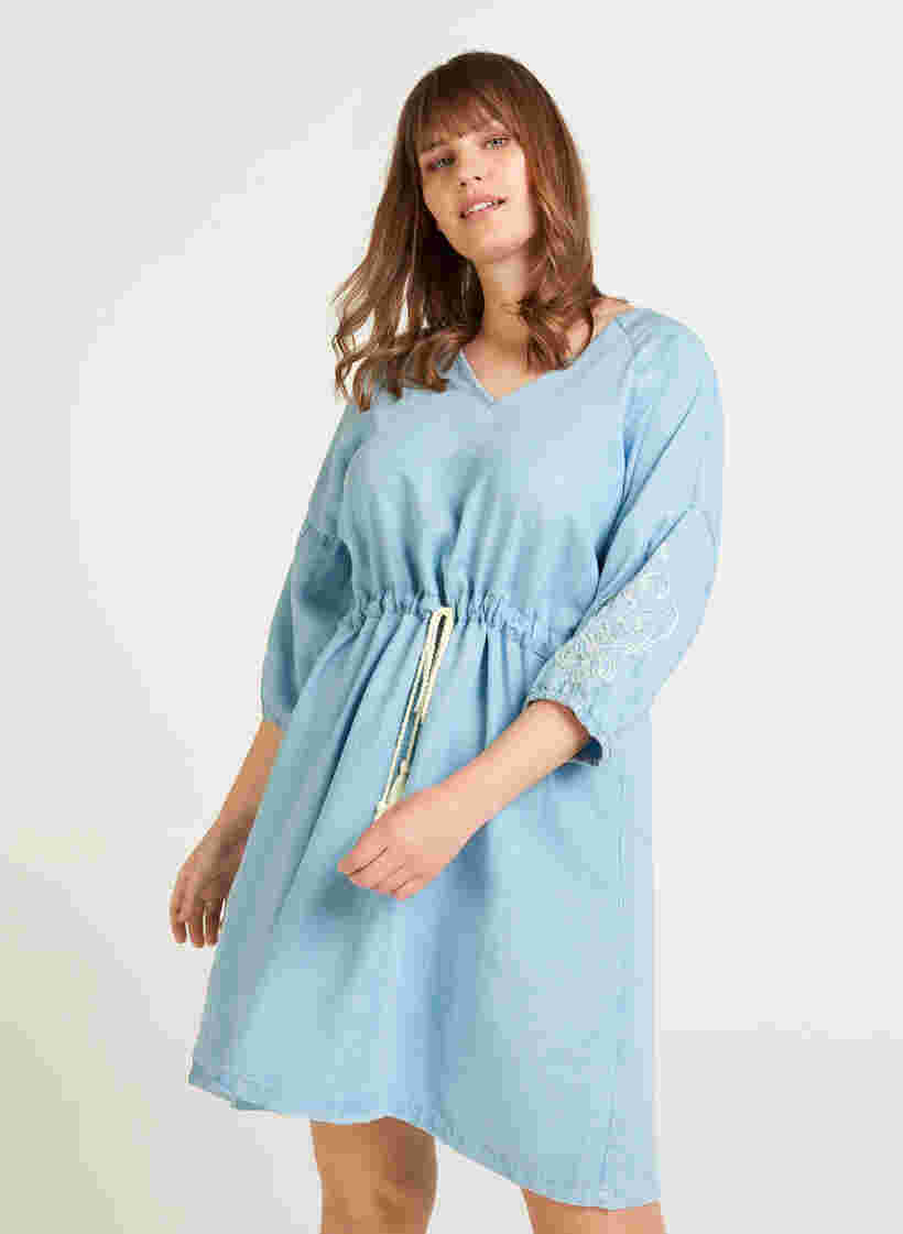 Denim kjole, Light blue denim, Model image number 0