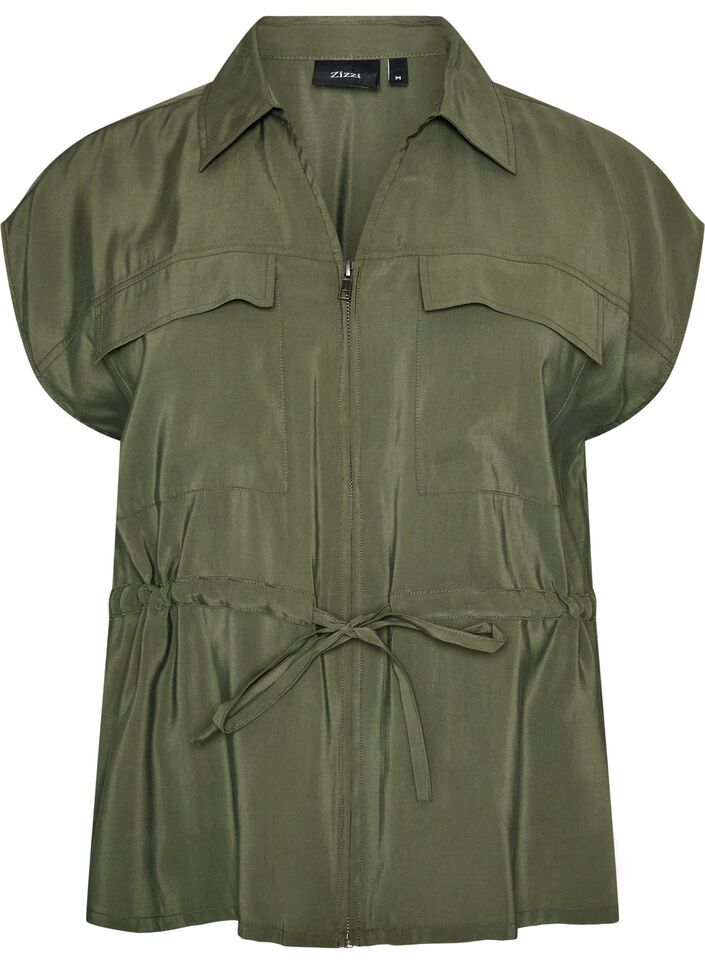 Vest i modal med lynl&aring;s og bindeb&aring;nd, Gr&oslash;n, Packshot image number 0