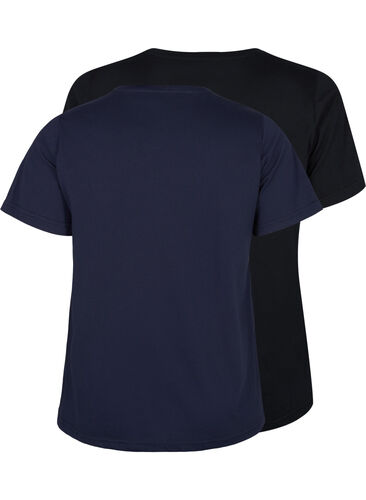 FLASH - 2-pak t-shirts med rund hals, Navy Blazer/Black, Packshot image number 1