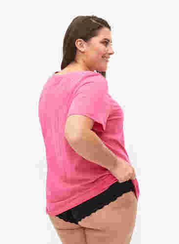 Bomulds nat t-shirt med tryk , Hot Pink w. Be, Model image number 1