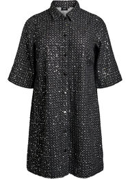 Denimkjole med pailletter og 3/4-&aelig;rmer, Sort