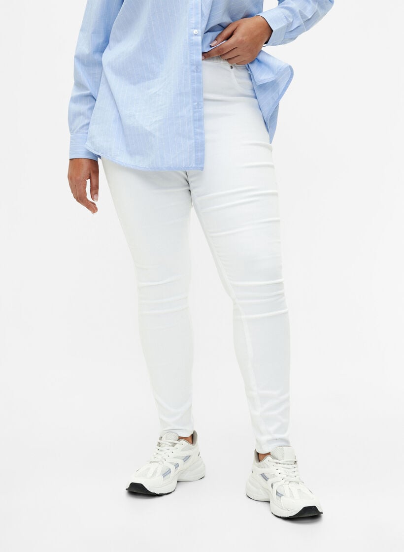 Jeggings med h&oslash;j talje, Hvid, Model image number 2