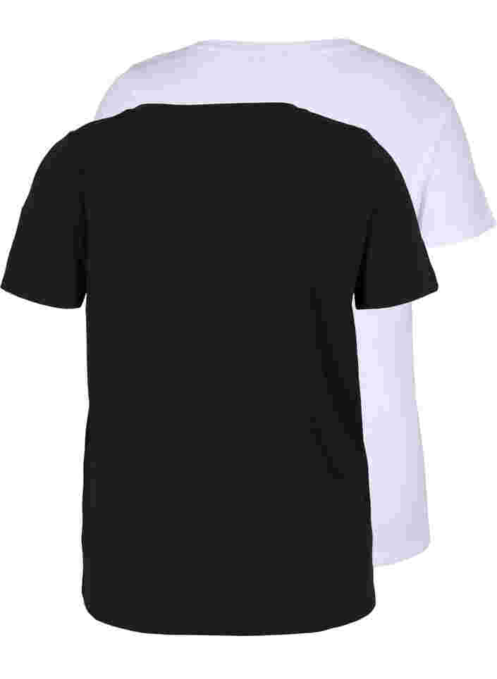 2-pak basis t-shirt i bomuld, Black/Bright W, Packshot image number 1