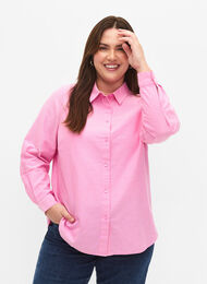 Langærmet skjorte i bomuld, Pink Frosting, Model