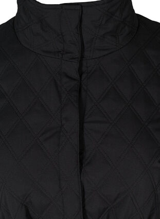 Lang quiltet jakke med bælte, Black, Packshot image number 2
