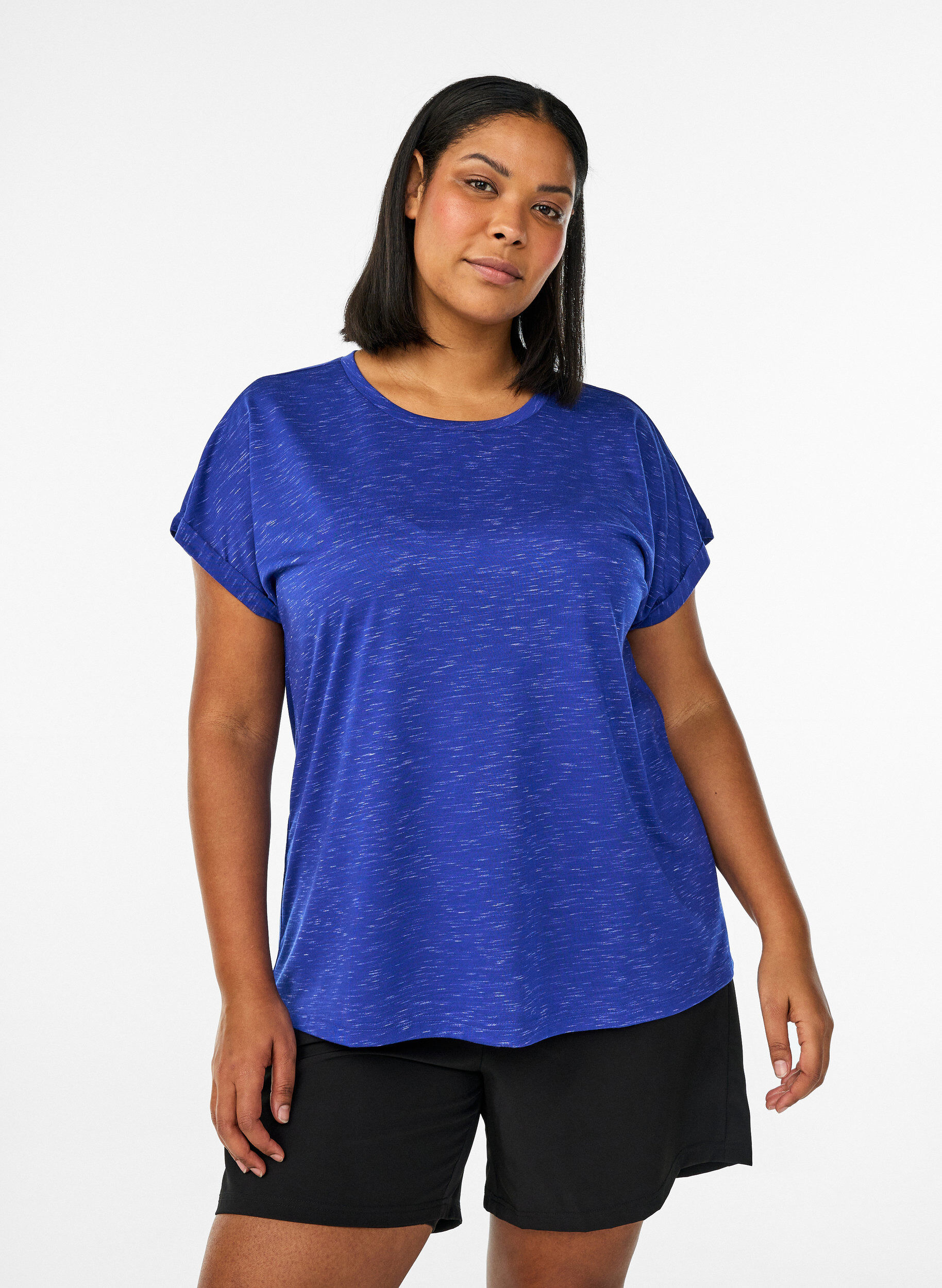 L&oslash;s tr&aelig;nings t-shirt med korte &aelig;rmer, Lilla, Model