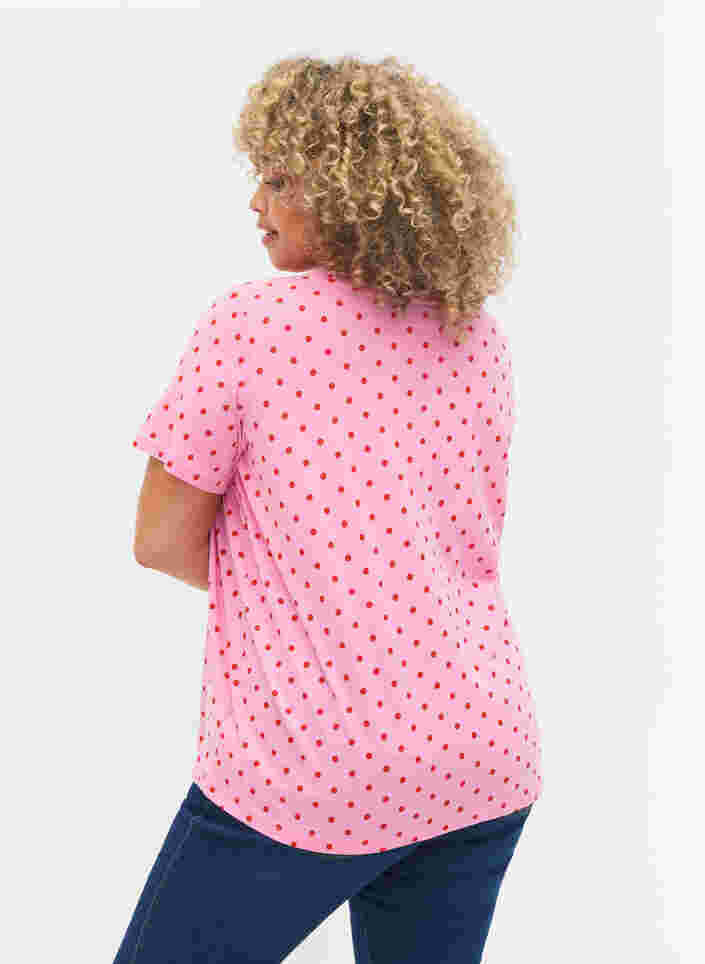 Prikket t-shirt i bomuld, Prism Pink W. Dot, Model image number 1
