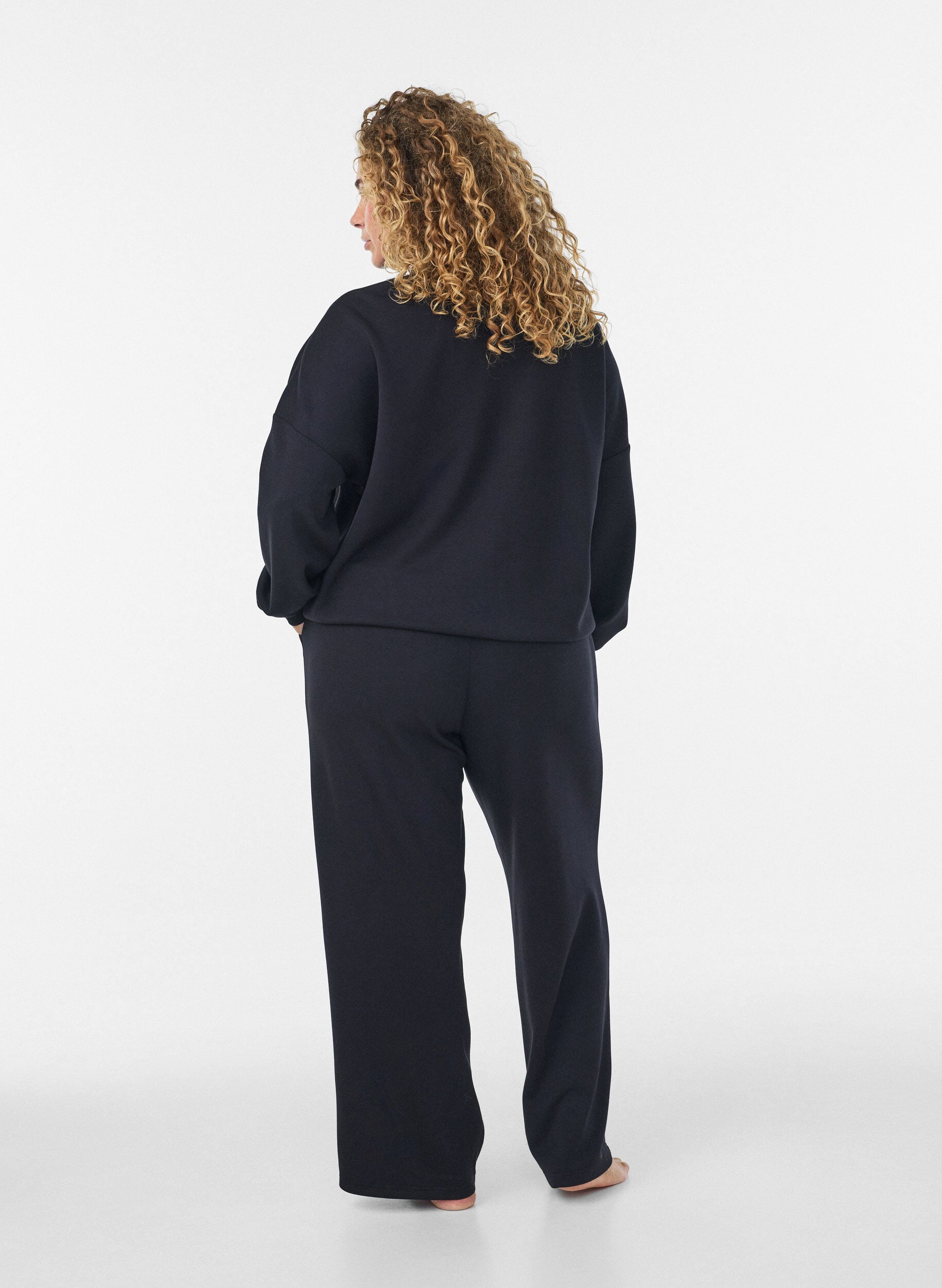 ZizziJersey cardigan med lynl&aring;s og h&oslash;j krave, Sort, Model image number 2