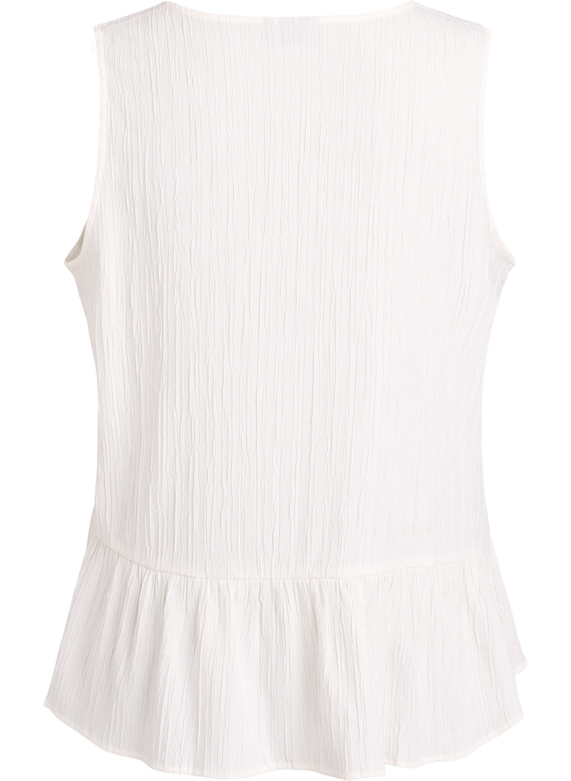 Zizzi&AElig;rmel&oslash;s bluse med struktur og sl&oslash;jfelukning, Vanilla, Packshot image number 1