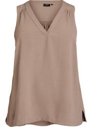 &AElig;rmel&oslash;s top med rynkedetaljer, Brun