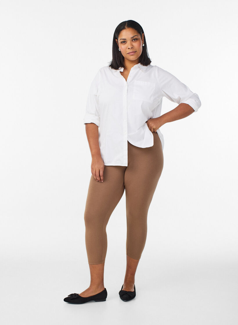 Basis 3/4 leggings i viskose, Brun, Model image number 1