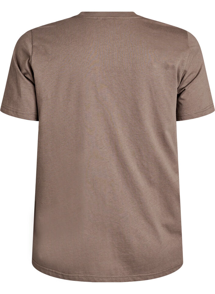 Basis t-shirt i bomuld med rund hals, Brun, Packshot image number 1
