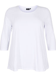 Basis bomulds t-shirt med 3/4 &aelig;rmer, Hvid