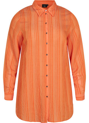 Lang stribet skjorte med lange ærmer, Harvest Pumpkin, Packshot image number 0