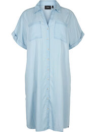 Kortærmet skjortekjole i lyocell (TENCEL™), Light blue denim
