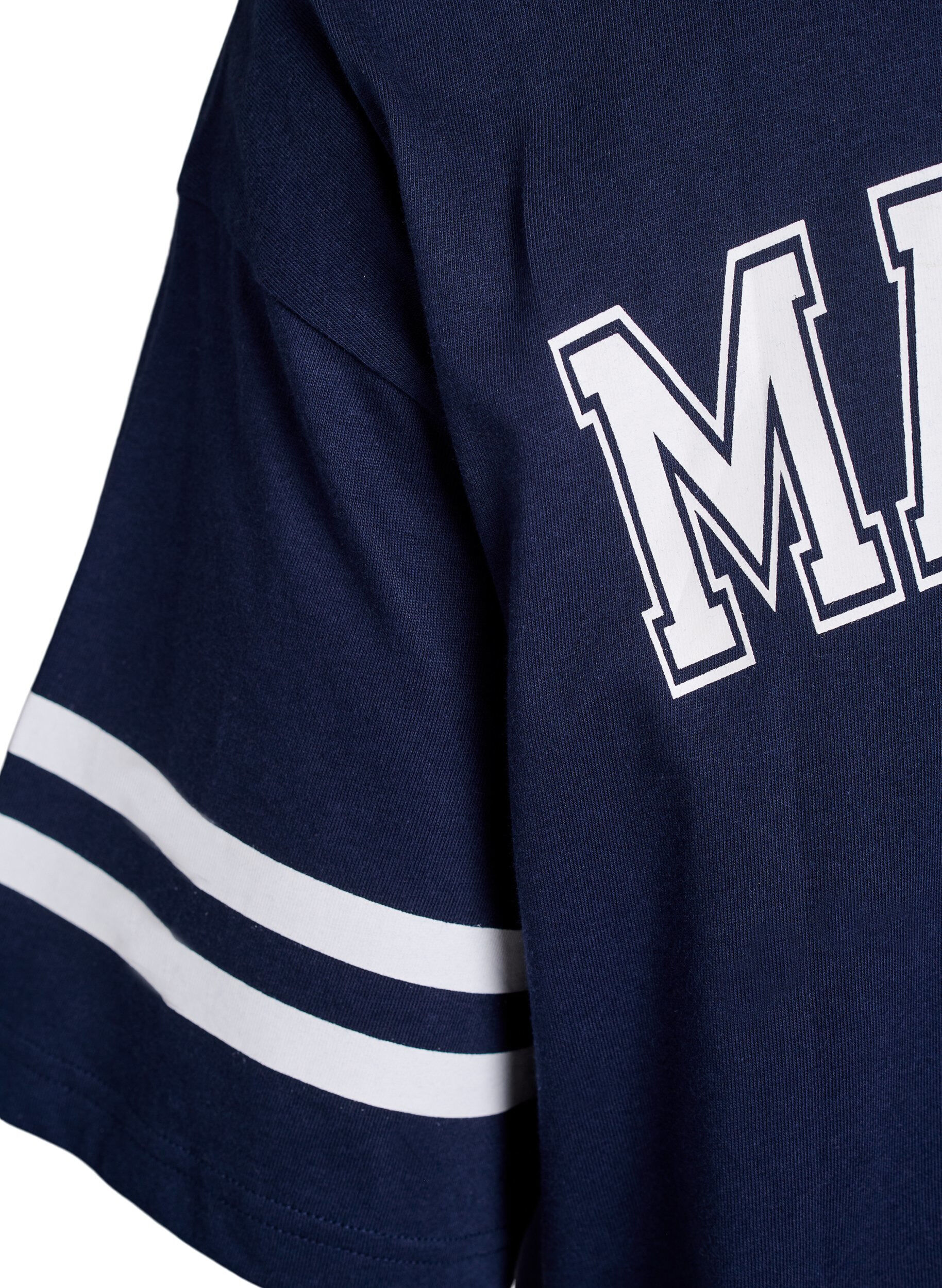 Zizzi Kort t-shirtkjole med sporty detaljer, Bl&aring;, Packshot image number 4