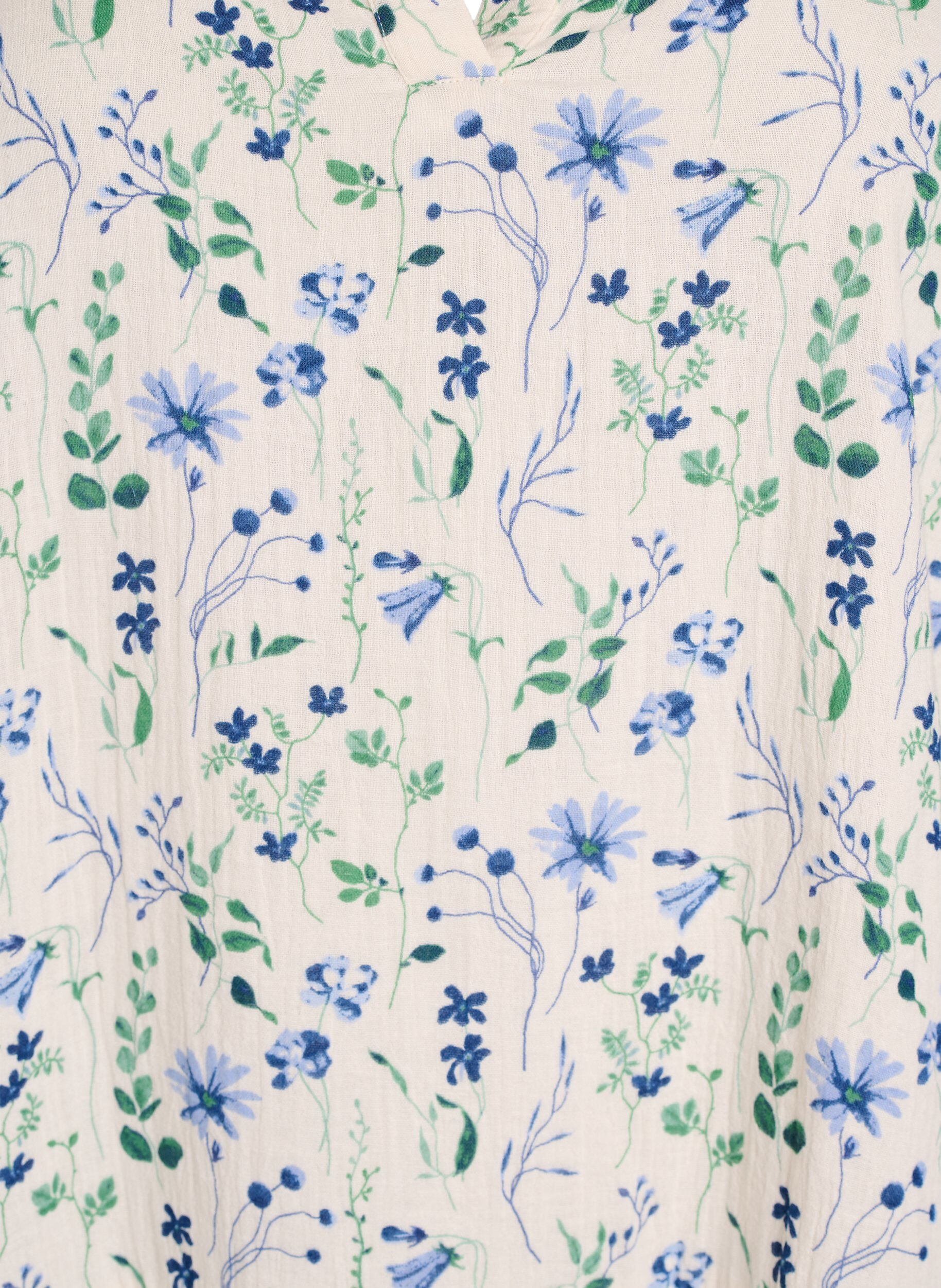 Zizzi Kort kjole i bomuldsmusselin med A-facon, Beige, Packshot image number 2