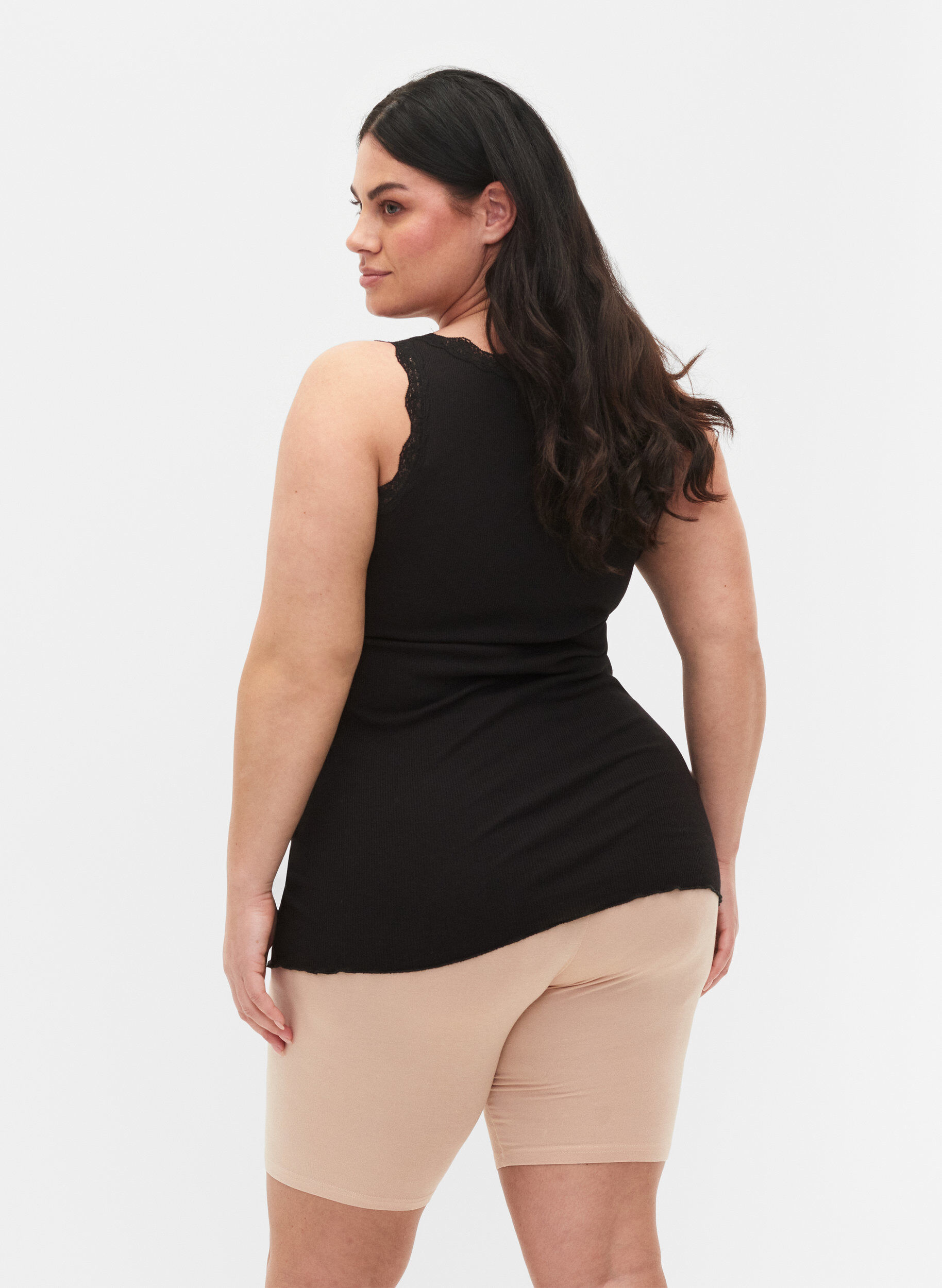 Zizzi 2-pak cykelshorts i viskose, Beige, Model image number 2