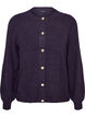 Cardigan i bl&oslash;d strik med guldfarvede knapper, Lilla, Packshot image number 0