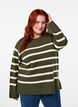 Stribet strikbluse med rund hals, D. Bag Birch Stripe, Model image number 0