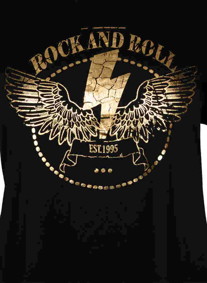 Kortærmet bomulds t-shirt med tryk, Black Rock, Packshot image number 2