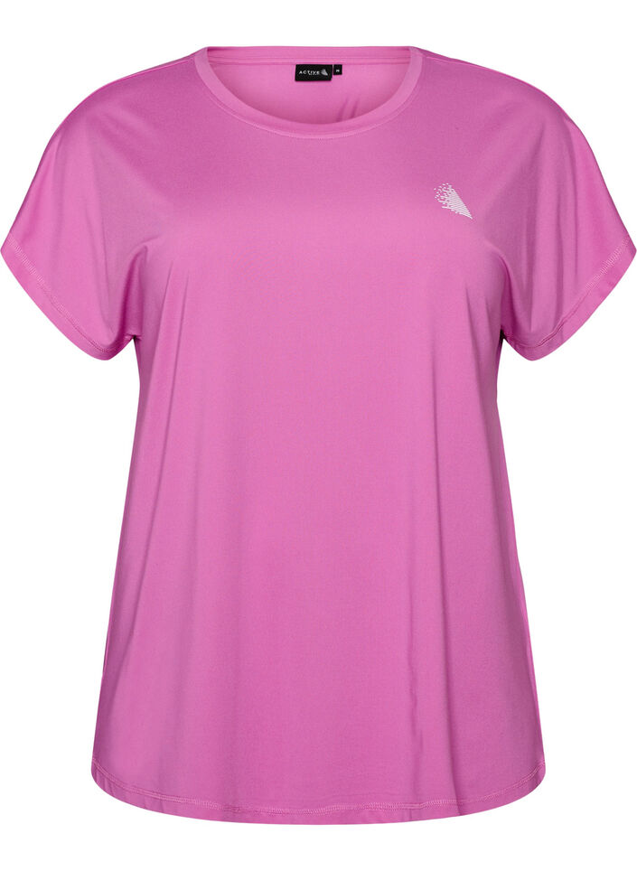 Ensfarvet tr&aelig;nings t-shirt, Lilla, Packshot image number 0