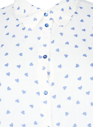 Skjortebluse med 3/4 ærmer, Bright White Heart, Packshot image number 2