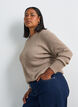 Meleret strikbluse med rund hals, Beige, Model image number 0