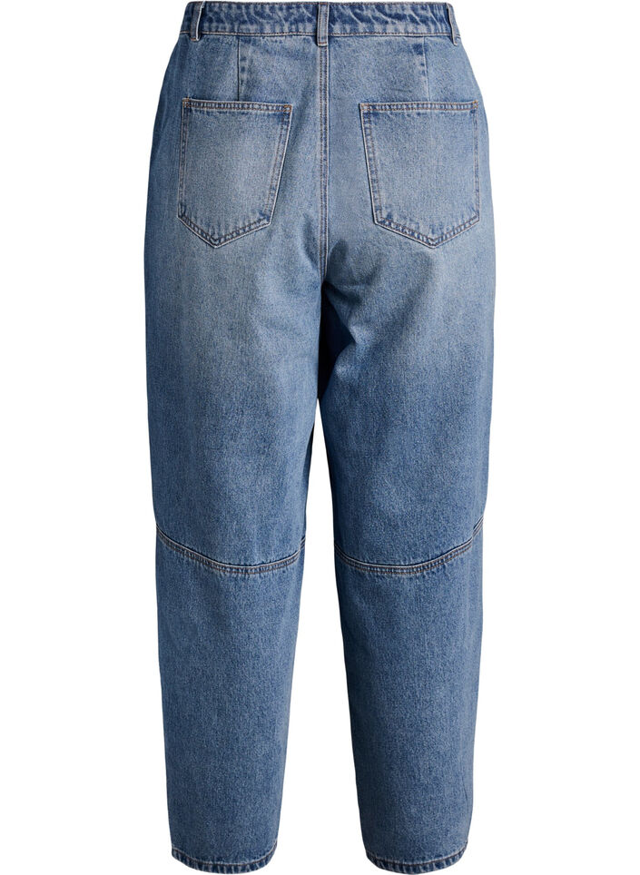 Barrel jeans med høj talje, Blå, Packshot image number 1