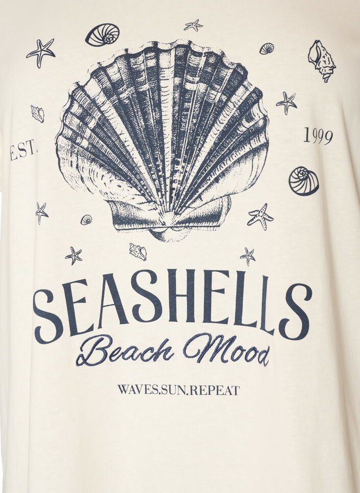 T-shirt i bomuld med printmotiv, Vanilla, Packshot image number 2